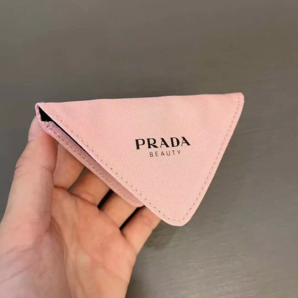 PRADA Beauty Logo Triangle HandHeld Purse Mirror - Picture 6 of 9